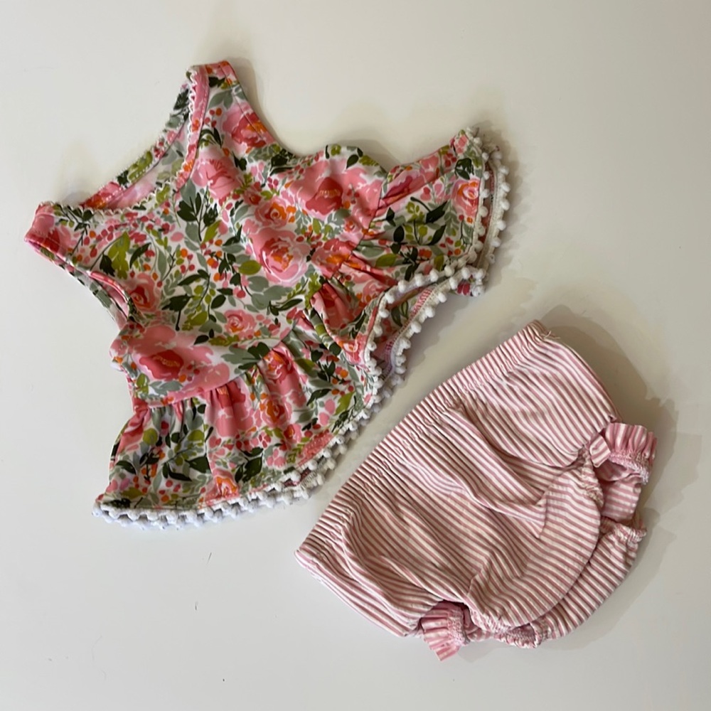 Mud Pie Floral and Striped baby Swim Bikini
